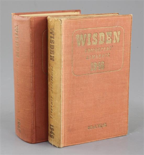 Wisden Cricketers Almanacks: 1946 and 1947, original hardback bindings (2)